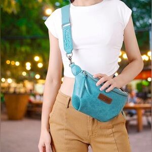 Turquoise Vegan Leather Crossbody Bag by Wrangler x Montana West